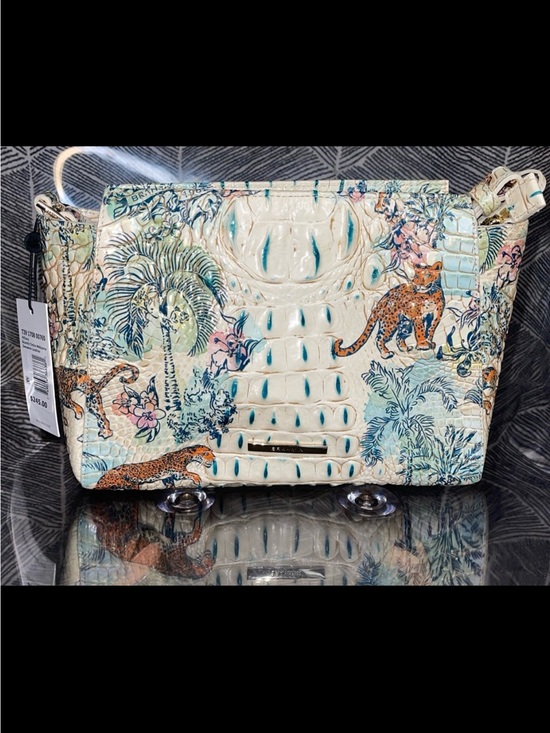 Brahmin Handbags - Brahmin Cream Tropical Croc-Embossed Crossbody with Teal & Orange Accents